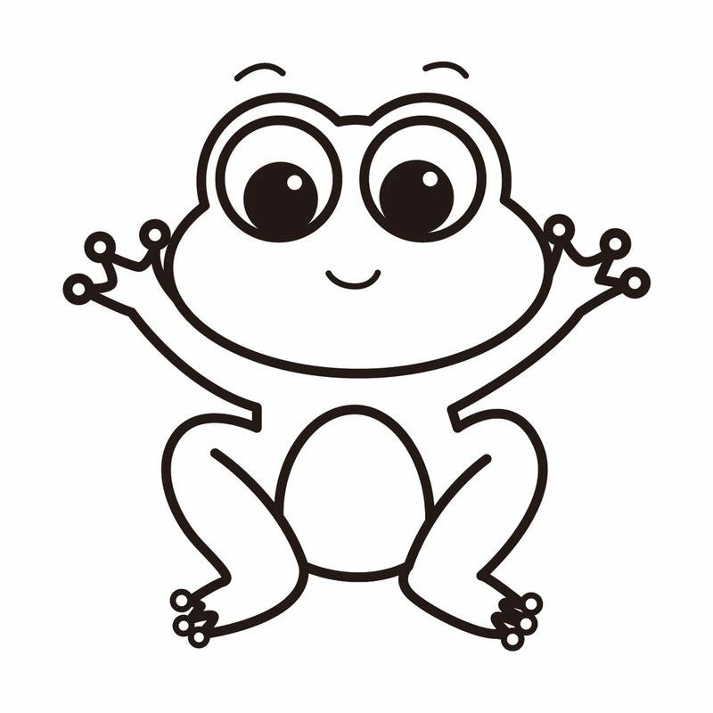 hình phác họa con ếch ngồi dơ 2 tay