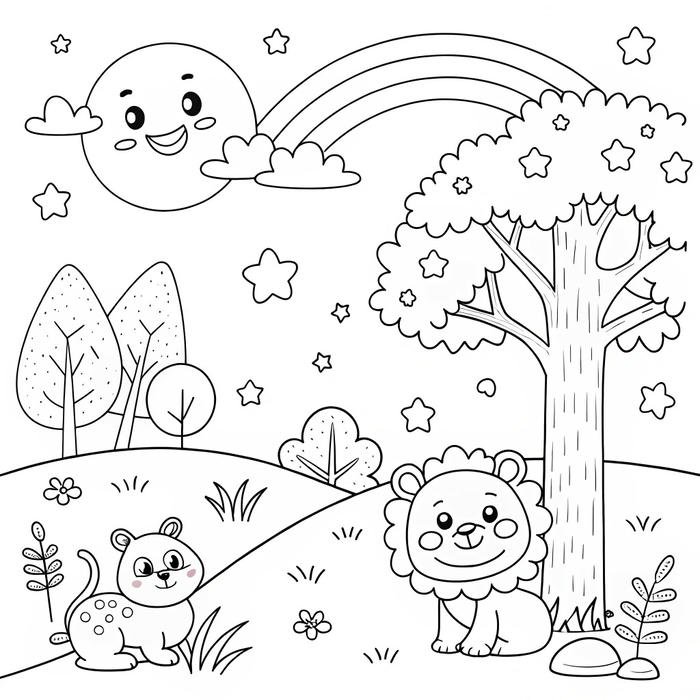 hình sư tử con cute để tô màu