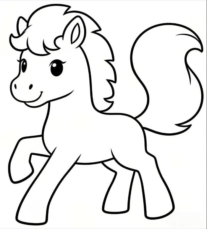 hình tập vẽ và tô chú ngựa đáng yêu
