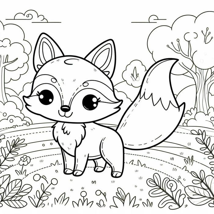 hình tô màu con cáo dễ thương