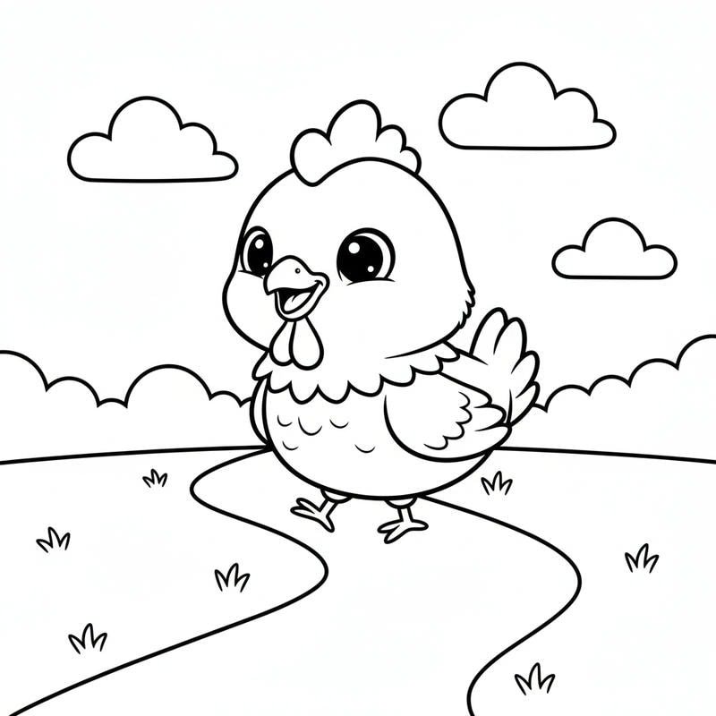 hình tô màu con gà mái cute cho trẻ nhỏ