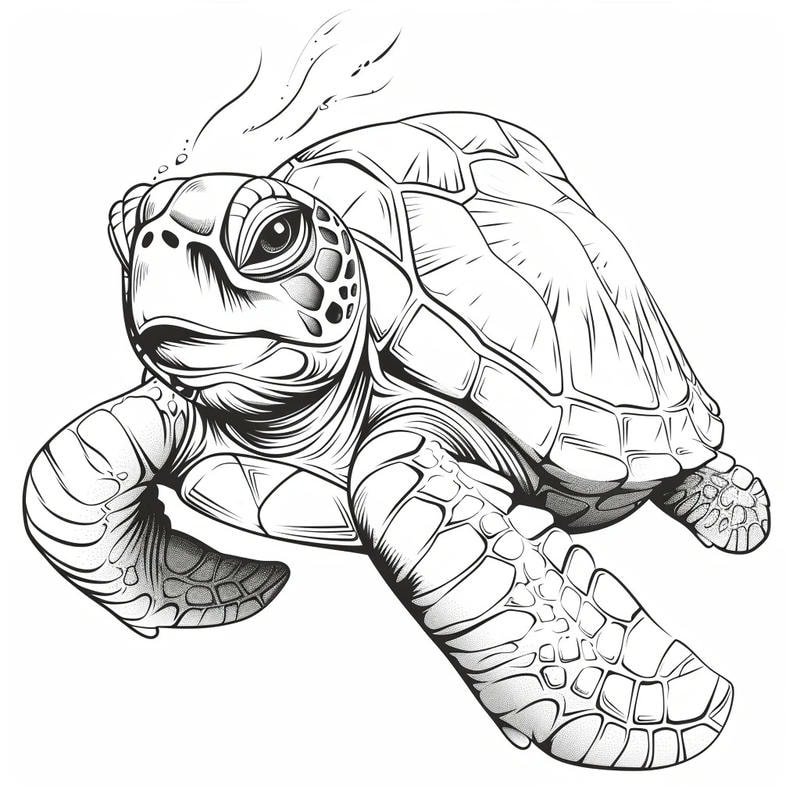 hình tô màu con rùa biển đáng yêu