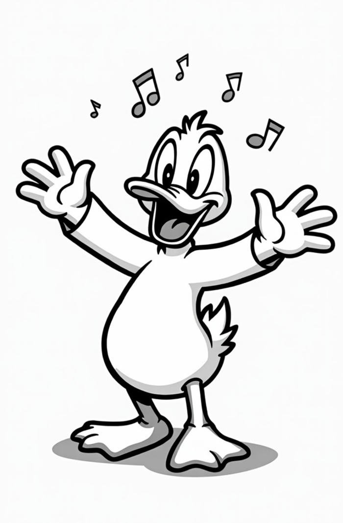 hình tô màu con vịt hoạt hình nét rõ giúp bé tập trung