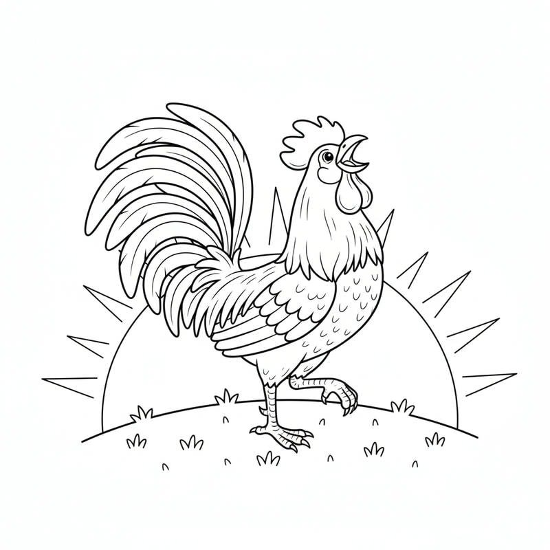 hình tô màu gà trống đơn giản dễ tô