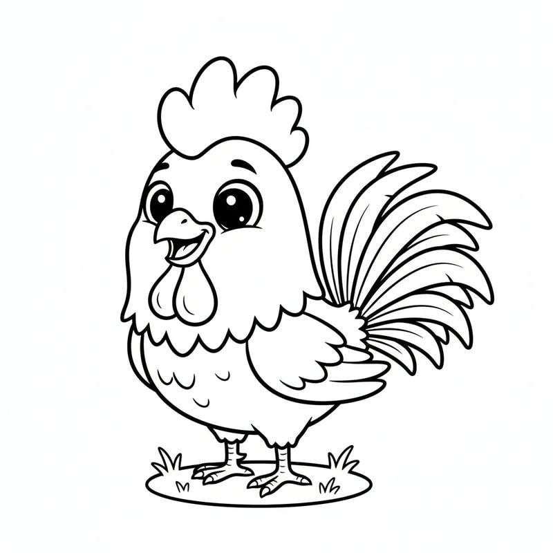 hình tô màu gà trống vui nhộn dễ tô