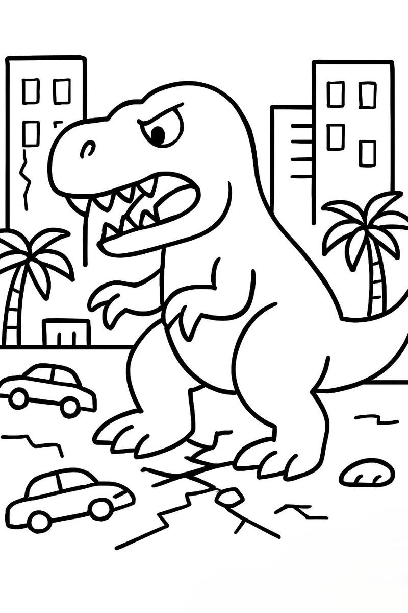 hình tô màu khủng long dễ in