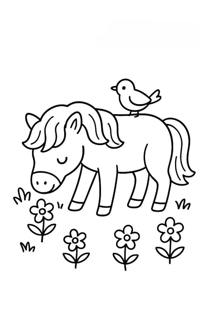 hình vẽ con ngựa đơn giản để tập tô