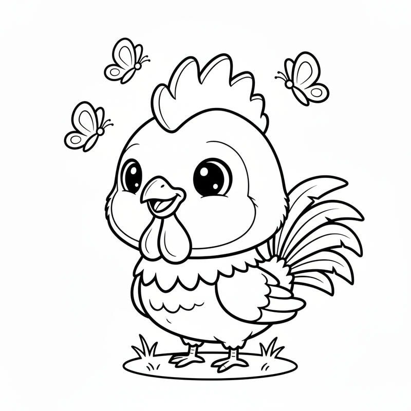 hình vẽ gà trống nhiều nét dễ tô