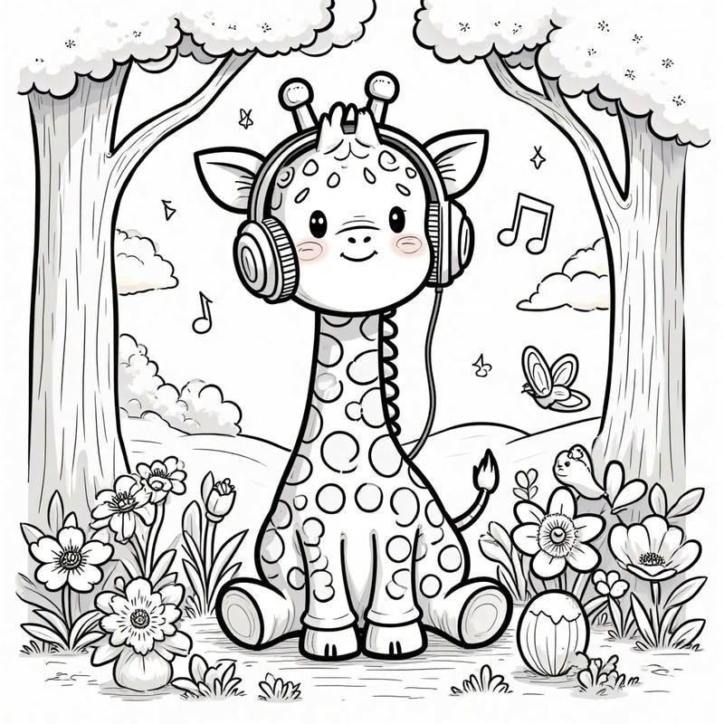 hình vẽ hươu cao cổ đơn giản cho bé