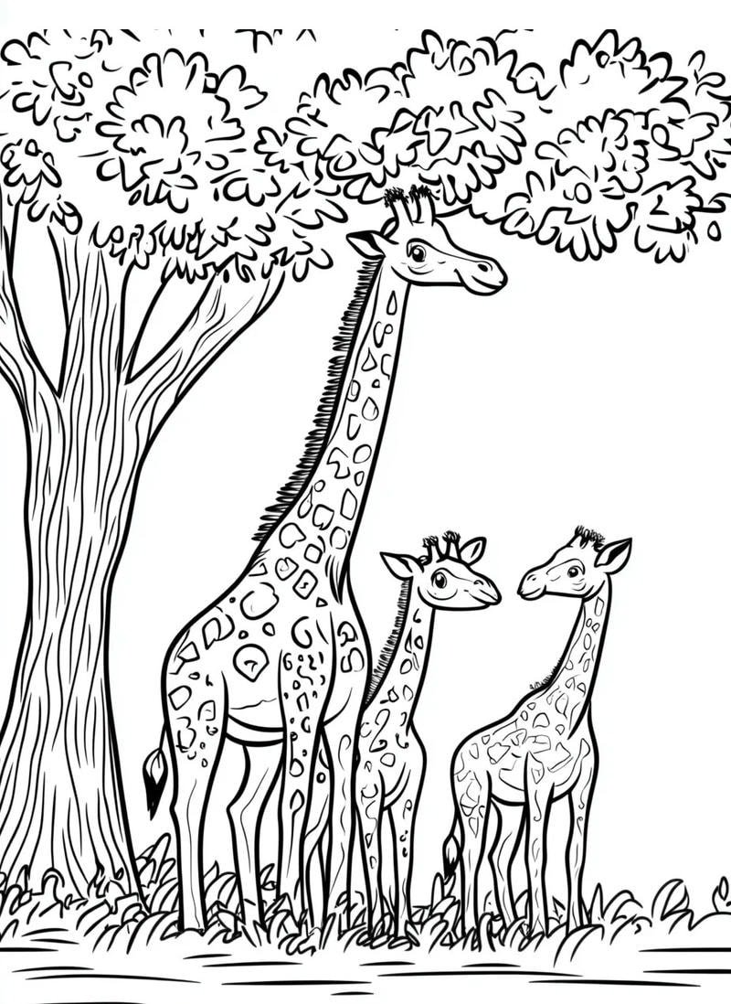 hình vẽ hươu cao cổ ngộ nghĩnh dễ tô