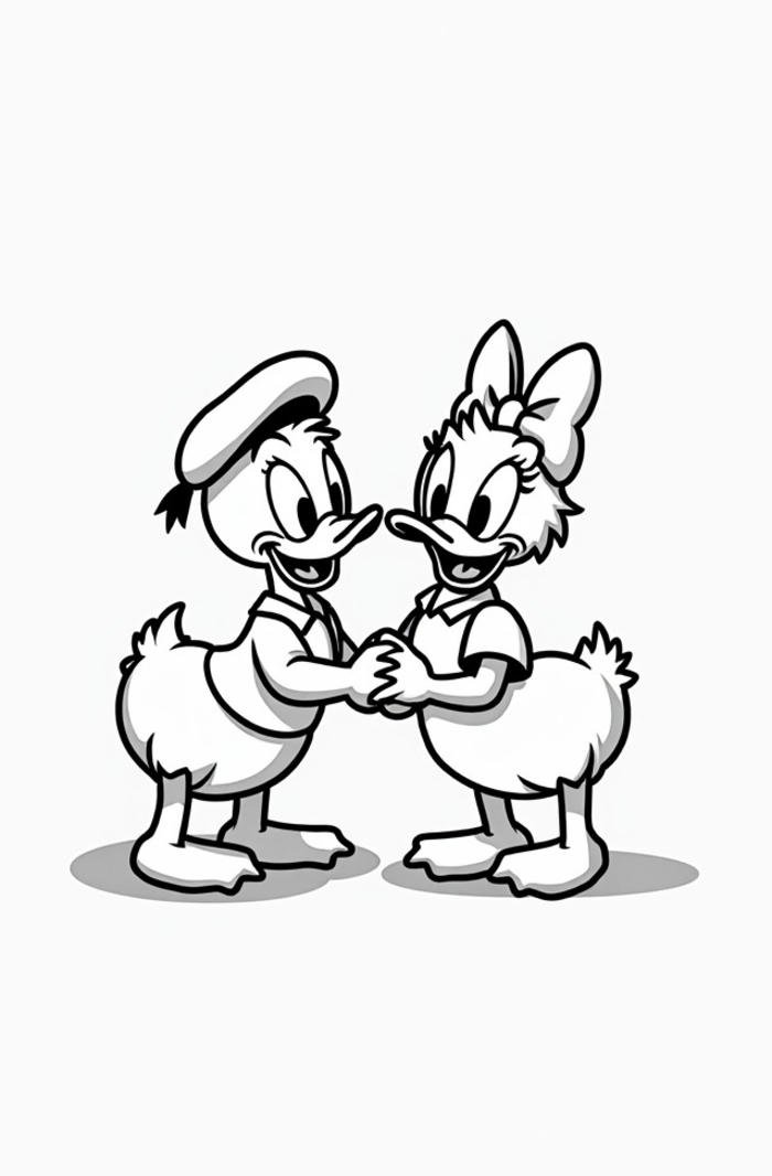 hình vẽ vịt con mickey chơi đùa