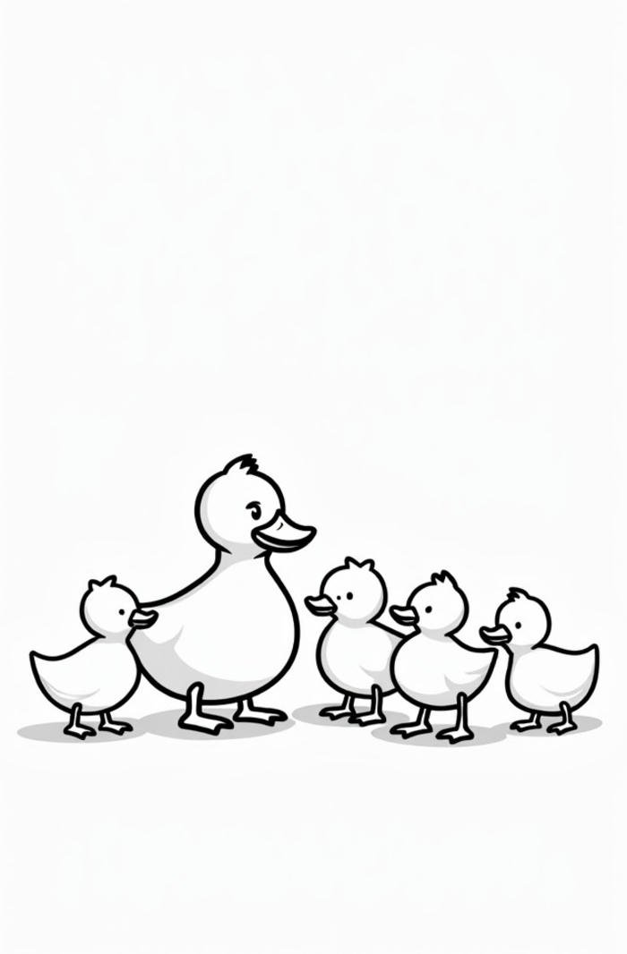 hình vẽ vịt đang đi dạo theo đàn mẫu tô đơn giản