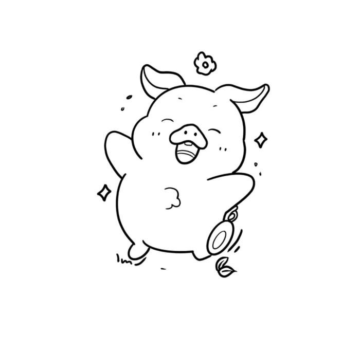 line heo đáng yêu đơn giản tập vẽ