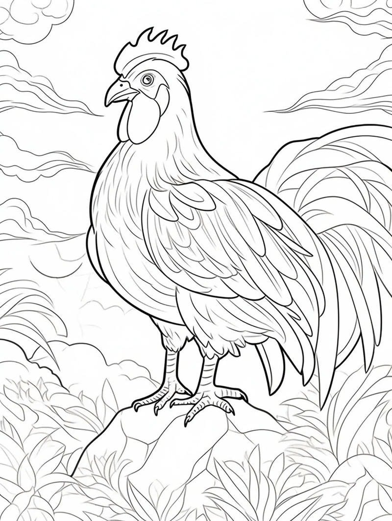 mẫu gà mái nhiều nét tập tô