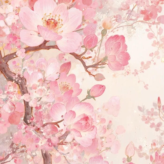 mẫu hội họa hoa đào tinh tế sang trọng