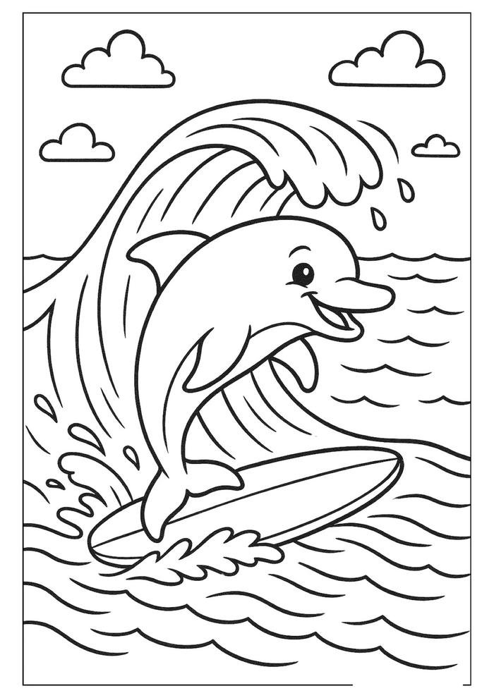 mẫu tô cá heo hoạt hình đáng yêu