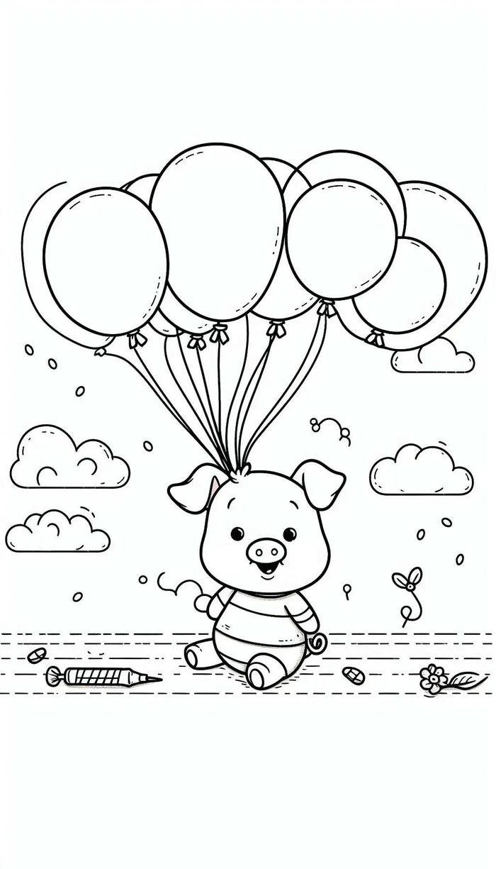 mẫu tô heo hồng vui nhộn hoạt hình