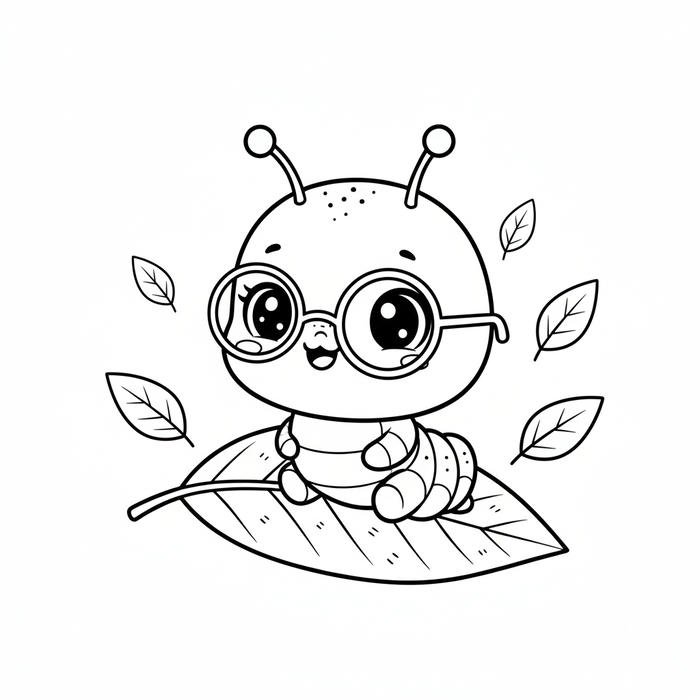 mẫu tô màu chú sâu có đôi mắt to tròn