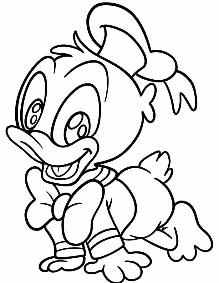 mẫu tô màu chú vịt mickey dễ tô