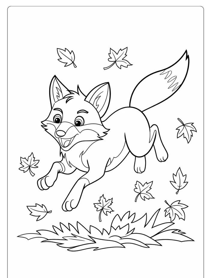 mẫu tô màu con cáo cute