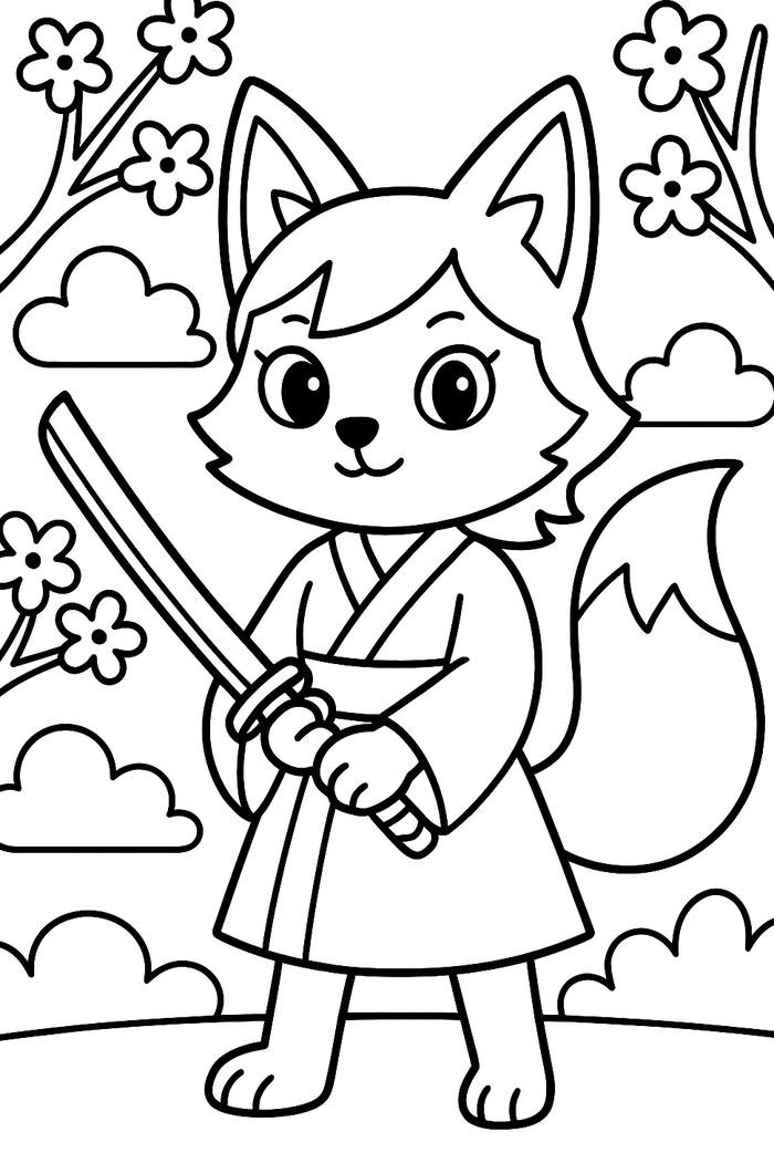 mẫu tô màu con cáo dễ vẽ