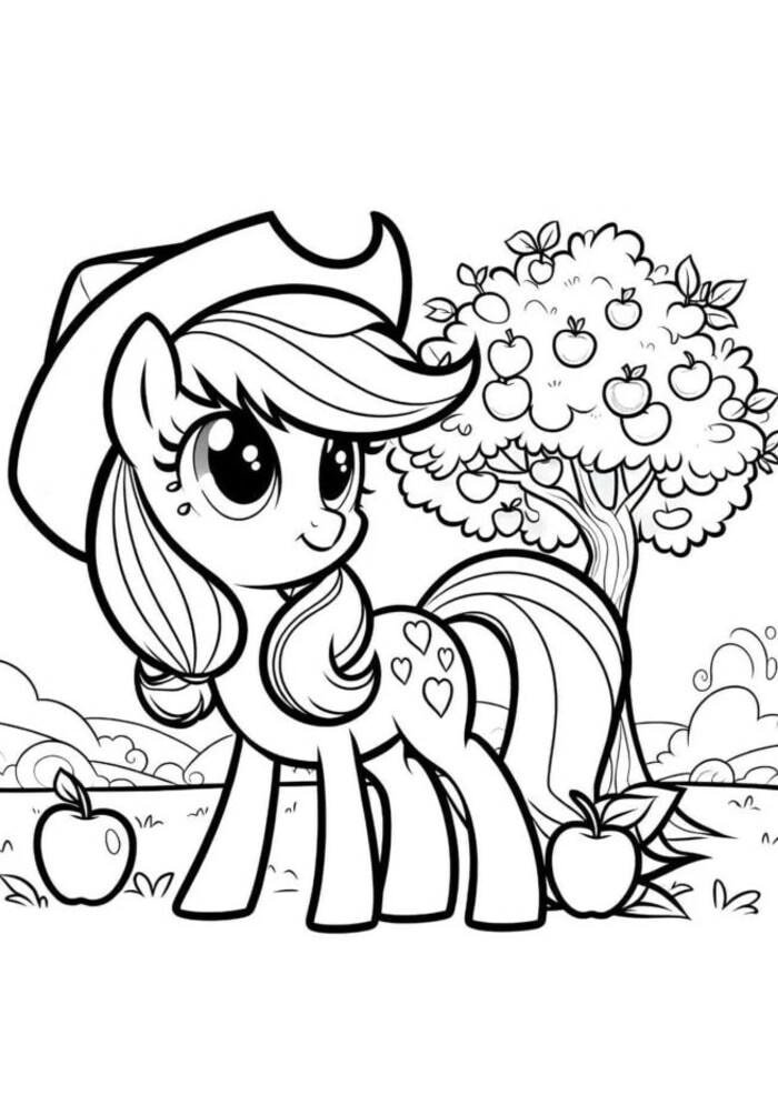 mẫu tô màu con ngựa hoạt hình dễ thương