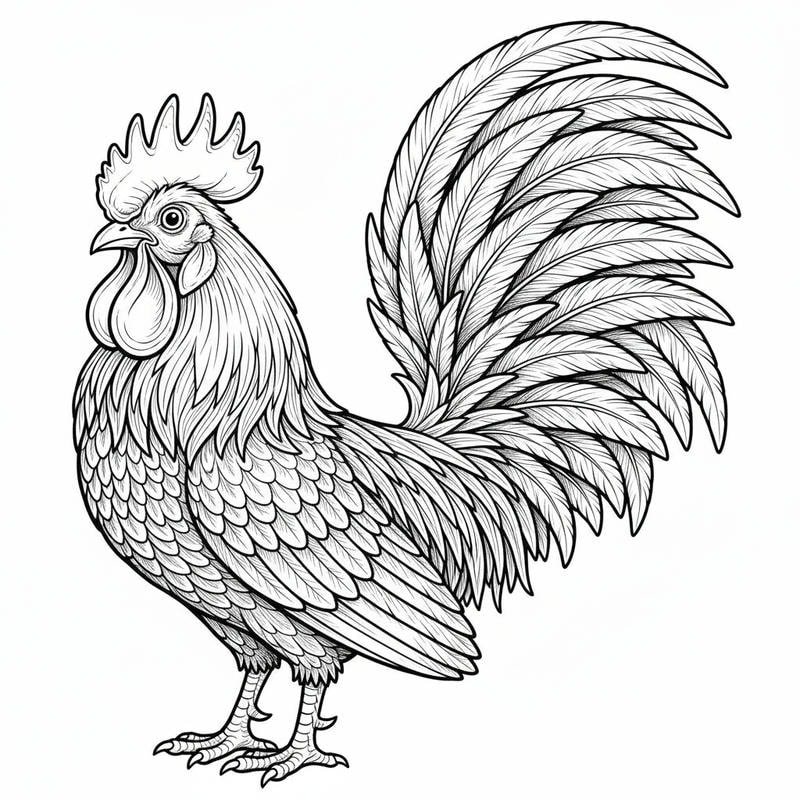 mẫu tô màu gà trống cực kỳ dễ