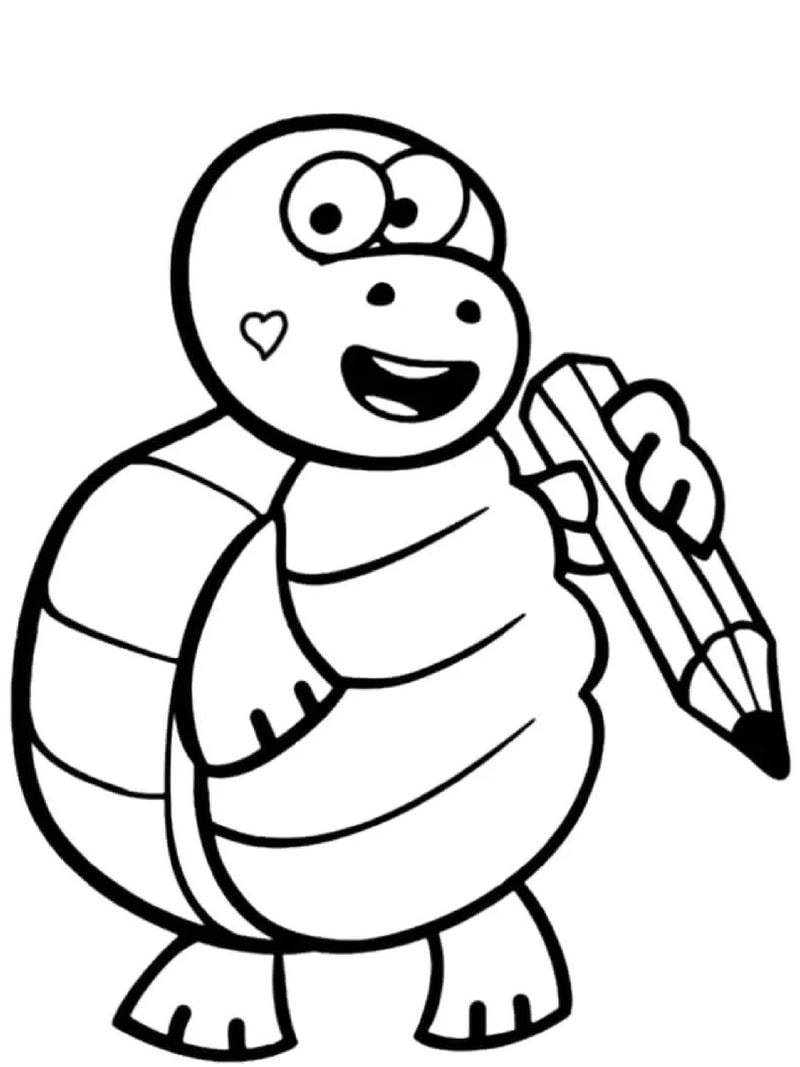 mẫu tô màu rùa hoạt hình đáng yêu