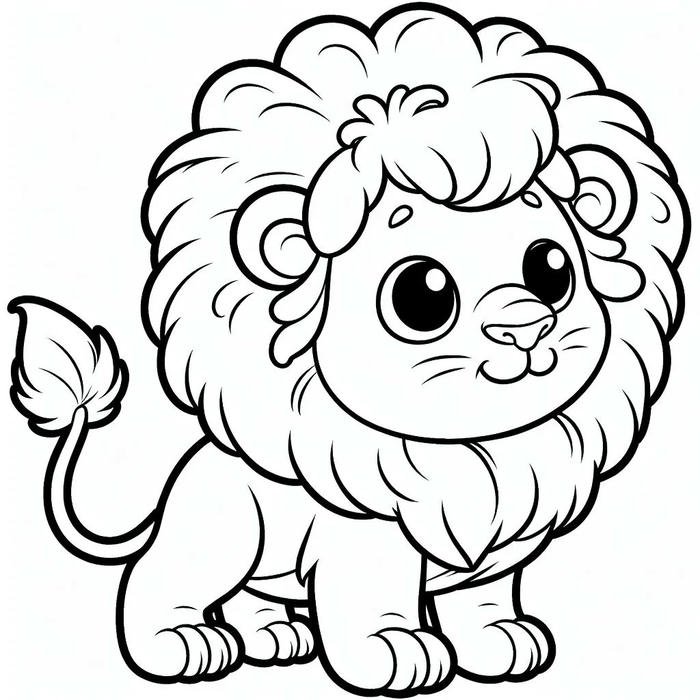 mẫu tô màu sư tử chibi cực dễ thương