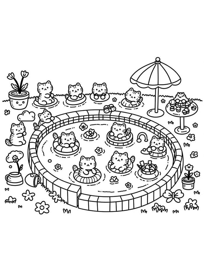 mẫu tô mèo nằm sưởi nắng nhẹ nhàng