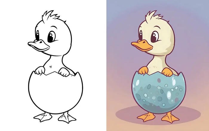 mẫu tranh chú vịt tròn trịa dành cho mầm non