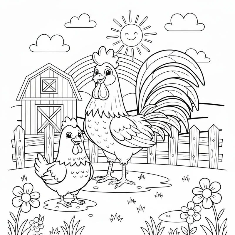 mẫu tranh gà trống đáng yêu cho trẻ