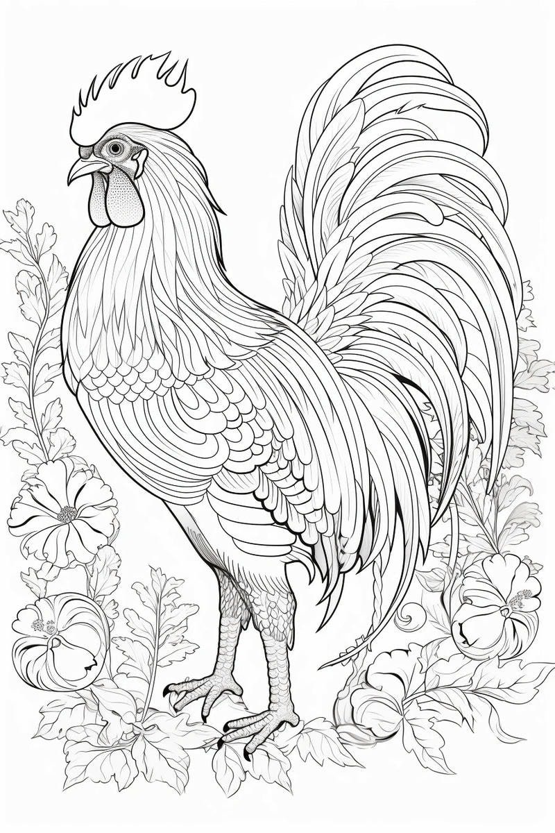 mẫu tranh gà trống thật dễ tô màu