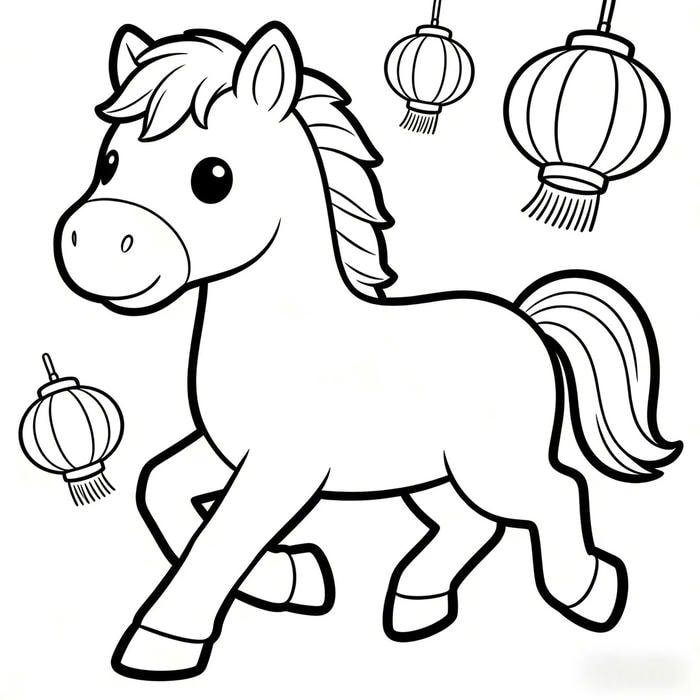 mẫu tranh ngựa dễ tô cho giờ học vẽ