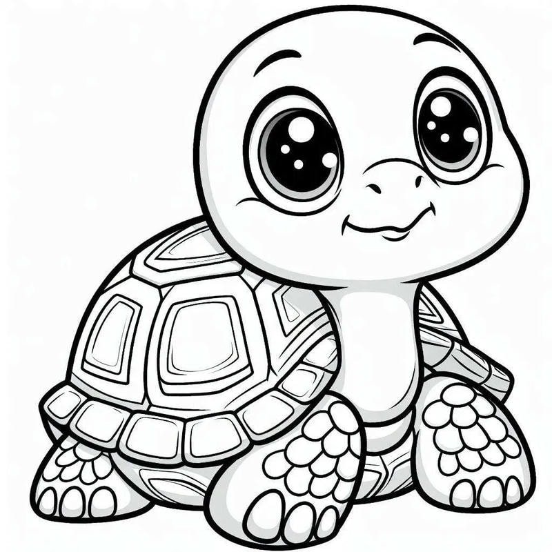 mẫu tranh rùa đơn giản nét đậm dễ