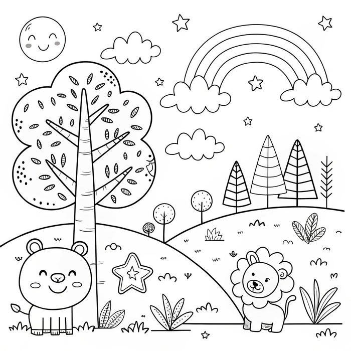 mẫu tranh sư tử mạnh mẽ giúp bé sáng tạo