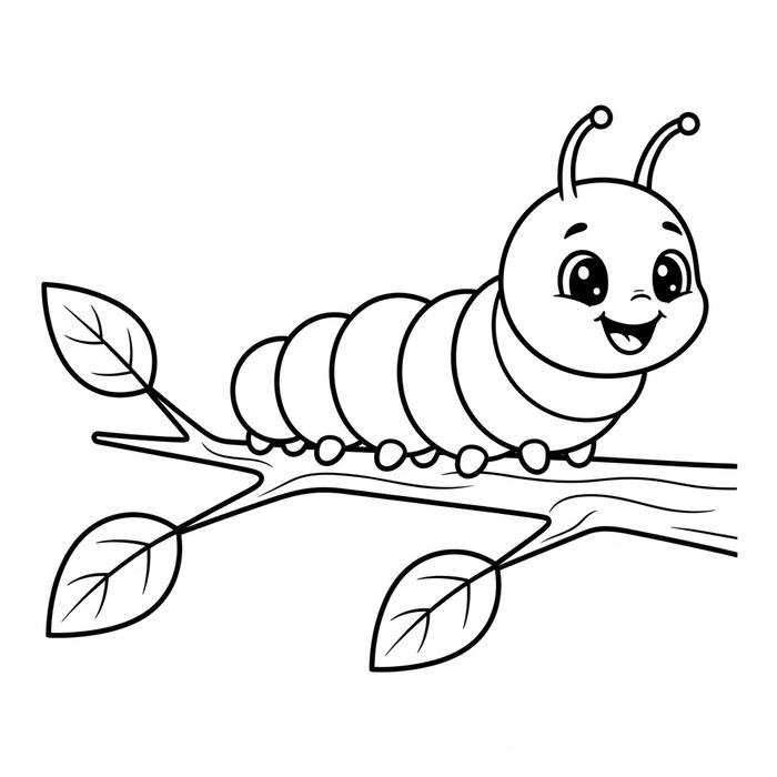 mẫu tranh tập vẽ con sâu nét mềm dễ tô