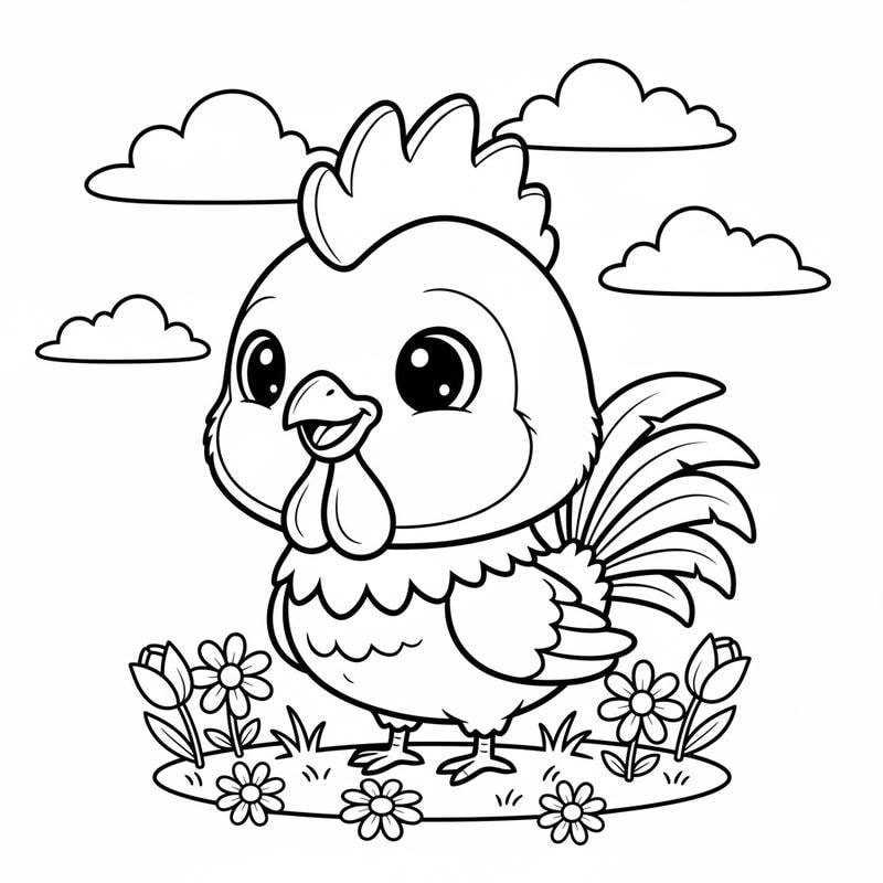 mẫu vẽ gà trống cực dễ cho trẻ