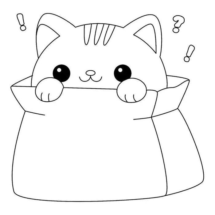 mèo con nằm trong thùng bản tô màu rõ nét