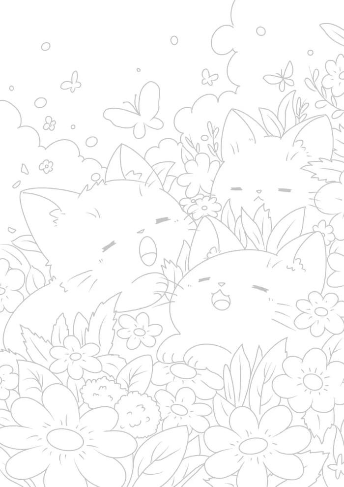 mèo hoạt hình cute phác họa rõ ràng