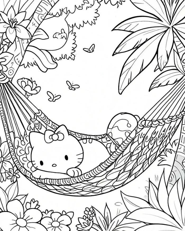 mèo nằm trên võng mẫu tô đẹp