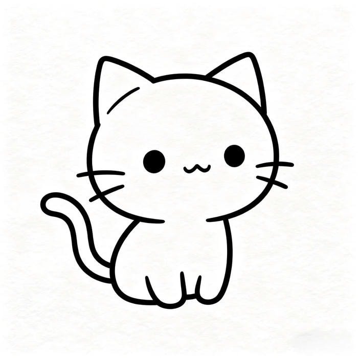 mèo nhỏ xinh ngồi khúm núm tô màu đẹp