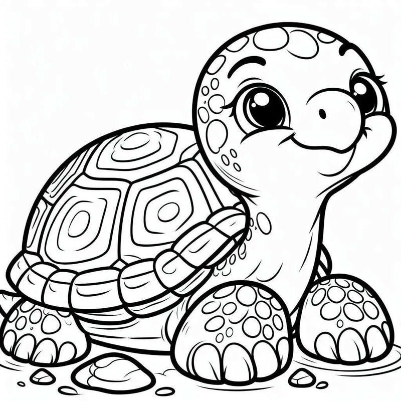 tô màu chú rùa lớn ngóc đầu đáng yêu