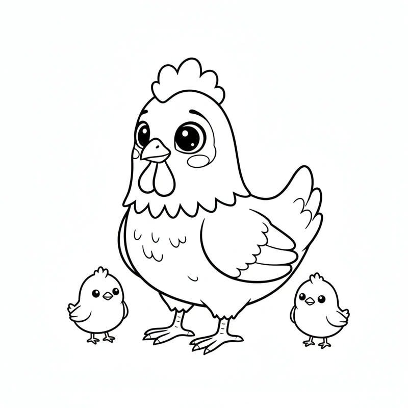 tô màu con gà mái cho bé 3 tuổi
