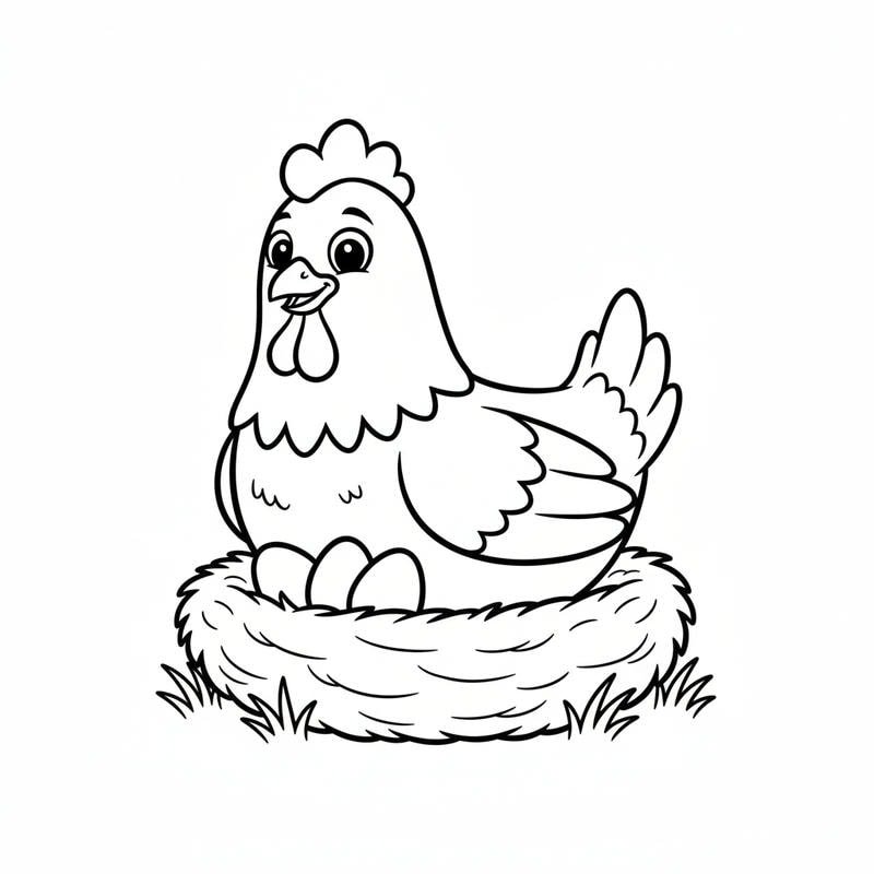 tô màu con gà mái đáng yêu nét đậm