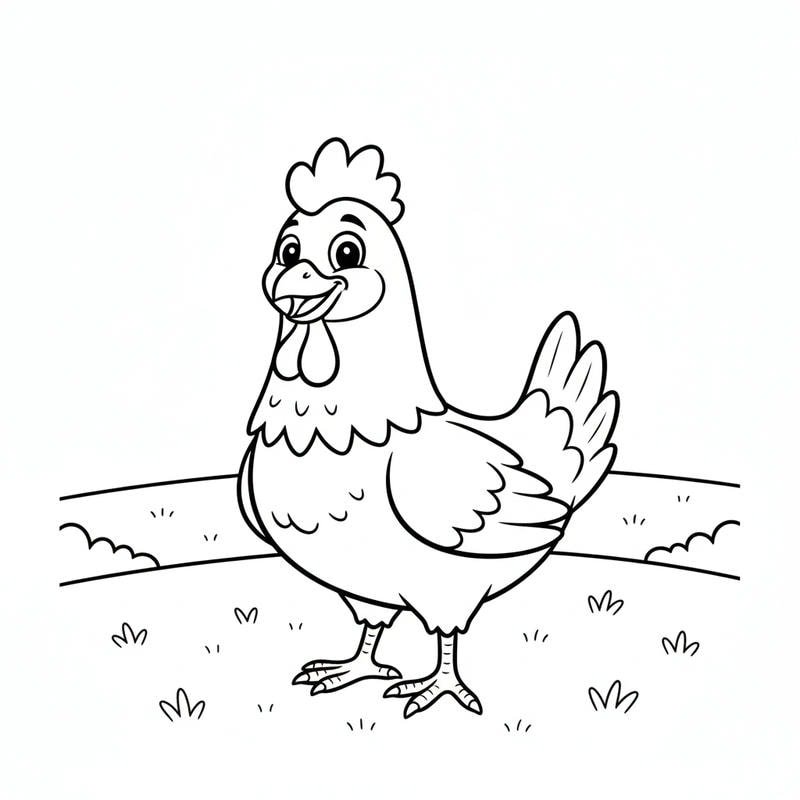 tô màu con gà mái ngộ nghĩnh nét to
