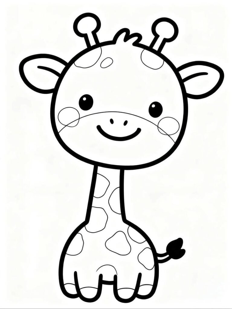 tô màu hươu cao cổ vui vẻ đáng yêu