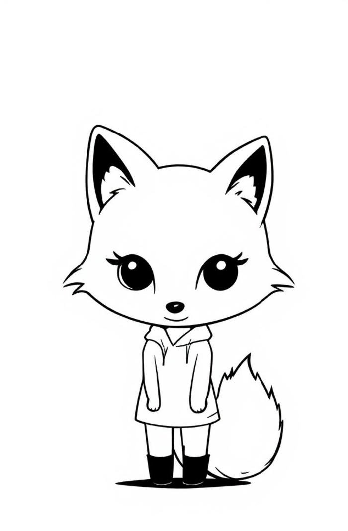 trang tô màu con cáo baby