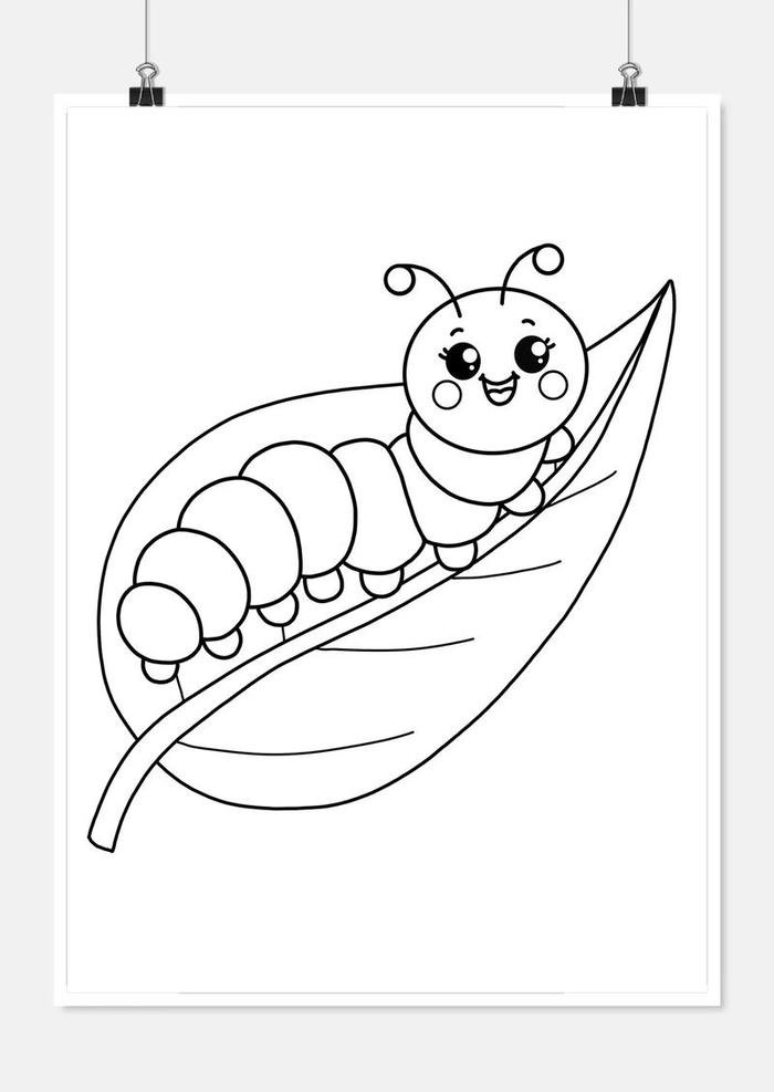 tranh con sâu bò vòng quanh lá cây nhỏ