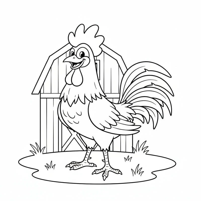 tranh gà trống cười tươi phù hợp bé